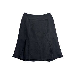 Vintage Y2K Ann Taylor Womens Black A-Line Pleated Skirt 2 Knee Length Lined
